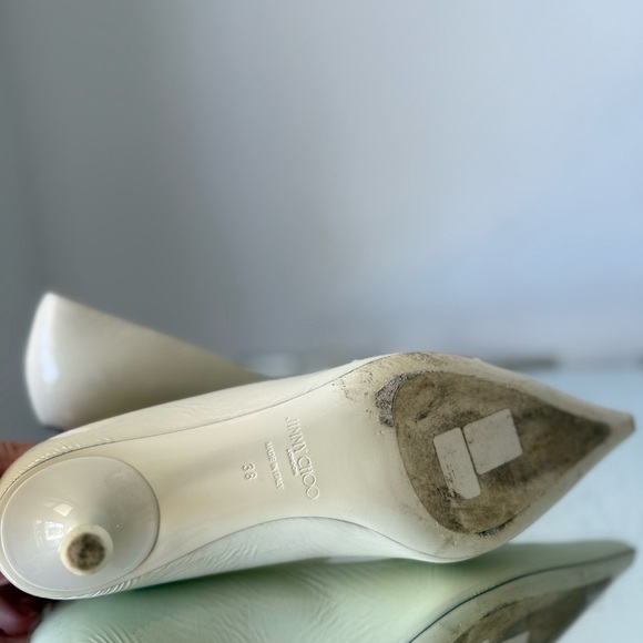 EUC JIMMY CHOO Scarlett 50 lace-up patent-leather pointed-toe pumps 38 $1,075 - Picture 14 of 16